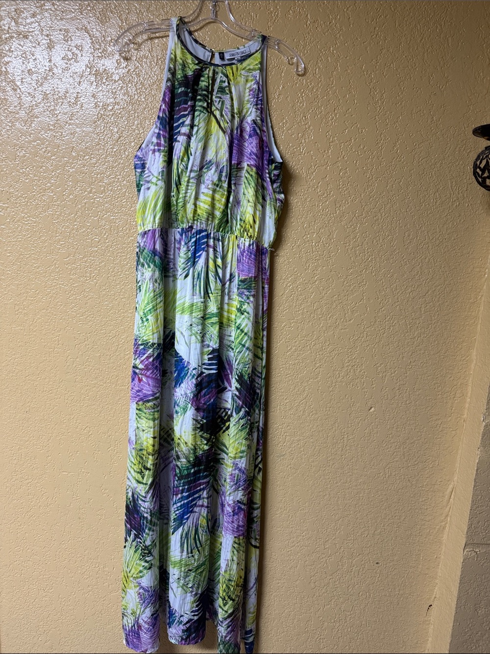 Jennifer Lopez Girls Palm Print Halter One-Piece in Green & Purple